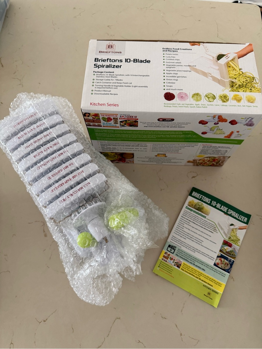 Brieftons 10-Blade Vegetable Spiralizer, New